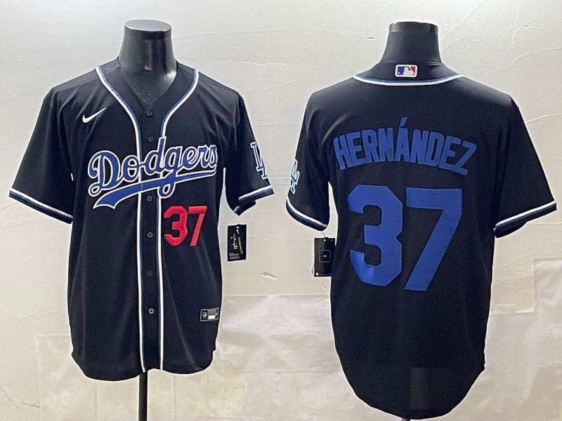 Men 2025 Los Angeles Dodgers #37 Hernandez Black Three generations Fashion Nike MLB Jersey style 2->los angeles dodgers->MLB Jersey